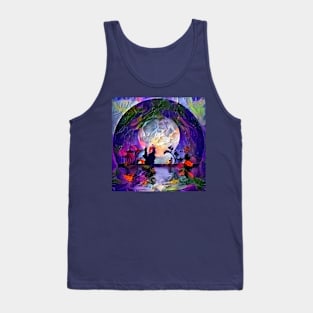 Asian silhouettes on waterfront Tank Top